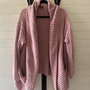 POL Dusty Pink Open-Front Cardigan